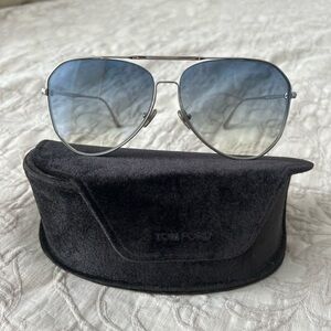 Tom Ford Silver Aviator Sunglasses Gradient Lenses